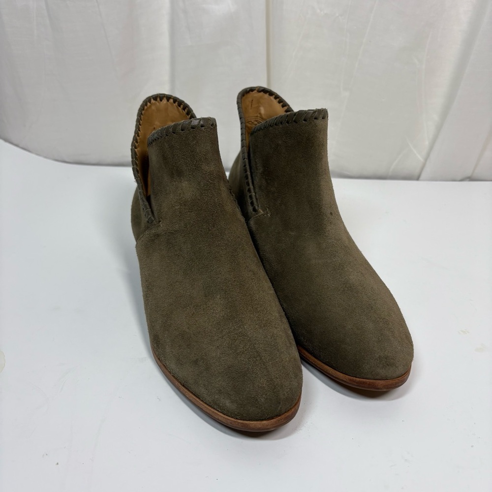 Jack Rogers Olive Green Suede Booties Size 10M